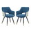 Eden 23 inch Modern Dining Chair, White Fabric, Blue Metal Legs, Set of 2 B056P214884