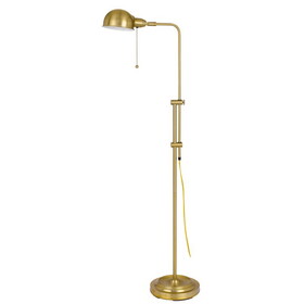 58 inch Metal Floor Lamp, Adjustable Height, Chain Switch, Antique Brass B056P214911