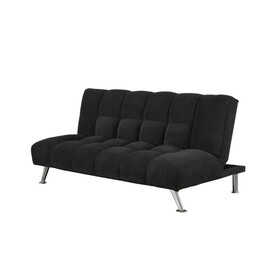 75 inch Sofa Bed, Pocket Coils and Spring, Stylish Tufted Black Fabric B056P215196