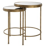 15, 18 inch Set of 2 Nesting Accent Tables with Mirrored Tops, Modern, Gold B056P215198