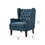 Keva 31 inch Accent Chair, Deep Button Tufted Wingback, Smooth Blue Fabric B056P215202