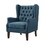 Keva 31 inch Accent Chair, Deep Button Tufted Wingback, Smooth Blue Fabric B056P215202