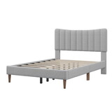 Tripp Modern Full Platform Bed Frame with Channel Tufted Headboard, Gray B056P215212