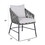 25 inch Patio Dining Chair, Matte Black Steel Frame, Gray Rope Woven Seat B056P215238