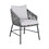 25 inch Patio Dining Chair, Matte Black Steel Frame, Gray Rope Woven Seat B056P215238