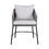 25 inch Patio Dining Chair, Matte Black Steel Frame, Gray Rope Woven Seat B056P215238