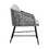 25 inch Patio Dining Chair, Matte Black Steel Frame, Gray Rope Woven Seat B056P215238