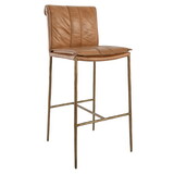 Iva 31 inch Bar Stool Chair, Padded, Rolled Back, Tan Top Grain Leather B056P215281