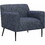 Tobin 33 inch Accent Chair, Padded Seat, Waterfall Edge, Pleated Arms, Navy B056P215283