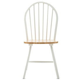 Nova 18 inch Windsor Dining Chair, Set of 2, Farmhouse Style, White, Brown B056P216249