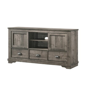 63 inch TV Entertainment Console, 2 Cabinets and Shelves, 3 Drawers, Gray B056P216262