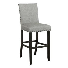 Lok 30 inch Wood Barstool, Set of 2, Nailhead Trim, Padded Seating, Gray B056P216289