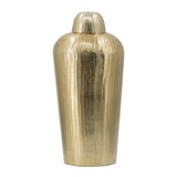 22 inch Lidded Vase Jar, Tall Curved Silhouette, Hammered Texture, Gold B056P216292