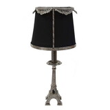 14 inch Table Lamp, Metal Trimmed Shade, Nickel Finish, Eiffel Tower Base B056P216303