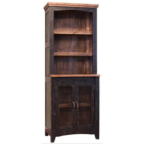 Ata 72 inch Classic Pier with 3 Shelves and 2 Doors, Solid Pine Wood, Brown B056P216326