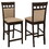 Upholstered Panel Back Counter Height Stool with Fabric Seat, Brown & Beige, Set of 2 B056P216334