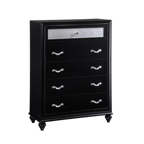 Wooden 5 Drawer Chest, Black B056P216340