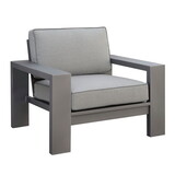 Aluminum Frame Patio Arm Chair with Padded Fabric Seating, Gray, Set of two B056P216846