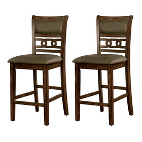 Leatherette Upholstered Solid Wood Counter Height Side Chair, Brown, Pack of Two B056P216847