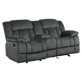 Microfiber Textured Fabric Glider Reclining Loveseat, Charcoal Black B056P216881