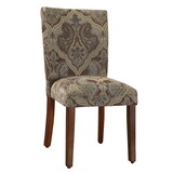 Fabric Upholstered Wooden Parson Chair with Paisley Print, Multicolor, Set of Two B056P216896