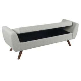 Rae Storage Bench Ottoman with Arms, Light Gray Woven Fabric, 60 inch B056P412631