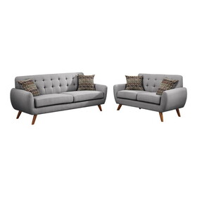 Polyfiber 2 Piece Sofa set with Cushion Seats in Gray B056S00028