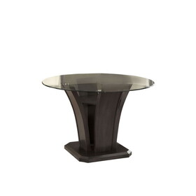 Contemporary Glass Top Dining Table with Flared Pedestal Base, Dark Gray B056S00038