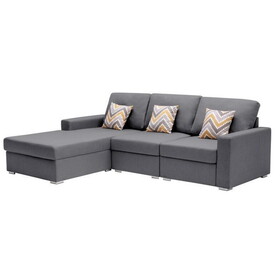 Meg 96 inch 3 Seater Left Face Sectional Sofa Set, Reversible Chaise, Gray B056S00043