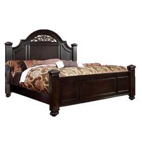 Transitional Style Eastern King Wooden Bed with Bun Feet, Brown B056S00055