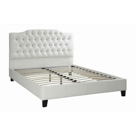 Grandiose Queen Size Bed with Large Tufted Headboard White B056S00069