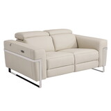 Global United Top Grain Italian Leather Loveseat with Power Recliner B05777830