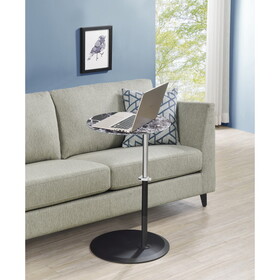 Orbit End Table with Height Adjustable Black Marble Textured Top B061103283