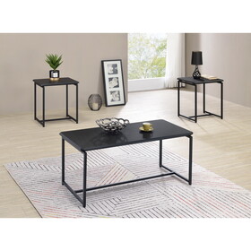 GT 3 Piece Black Carbon Fiber Wrap Coffee Table and End Table Set B061103288
