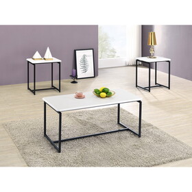 GT 3 Piece White Carbon Fiber Wrap Coffee Table and End Table Set B061103289