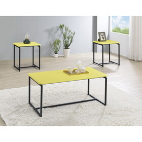 GT 3 Piece Yellow Carbon Fiber Wrap Coffee Table and End Table Set B061103290