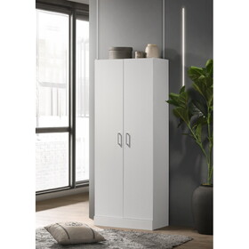 Alara White 60" Height Simplistic Modern Double Door Storage Cabinet B061110707