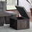 Moseberg Rustic Wood Coffee Table with Storage Stools B061110716