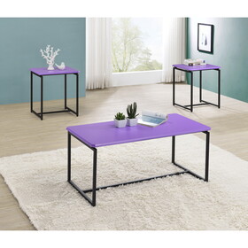 GT 3 Piece Violet Carbon Fiber Wrap Coffee Table and End Table Set B061110720