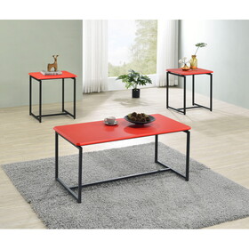 GT 3 Piece Red Carbon Fiber Wrap Coffee Table and End Table Set B061110721