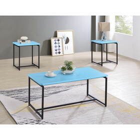 GT 3 Piece Blue Carbon Fiber Wrap Coffee Table and End Table Set B061110722