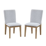 Delphine Set of 2 Gray Linen Fabric Dining Chair B061125429