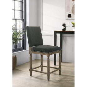 Everton Gray Fabric Counter Height Chair with Nailhead Trim B061125430
