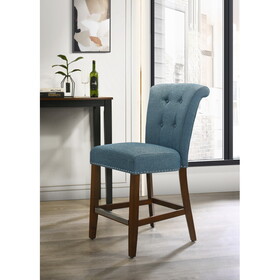 Auggie Blue Fabric Counter Height Chair with Nailhead Trim B061128582