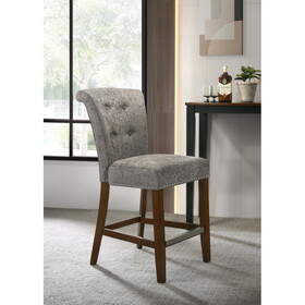 Auggie Gray Fabric Counter Height Chair with Nailhead Trim B061128584