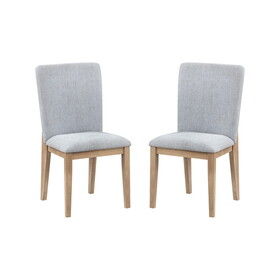 Caspian Set of 2 Gray Linen and Oak Finish Dining Chair B061131265