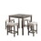 Lucian Brown 5 Piece Counter Height 36" Pub Table Set with Tufted Creamy White Linen Stools B06177971