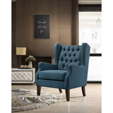 Irwin Blue Linen Button Tufted Wingback Chair B06177978
