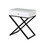 Koda White Wooden End Side Table Nightstand with Glass Top, Drawer and Metal Cross Base B06177987