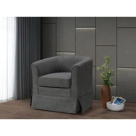 Tucker Gray Woven Fabric Swivel Barrel Chair B06178004